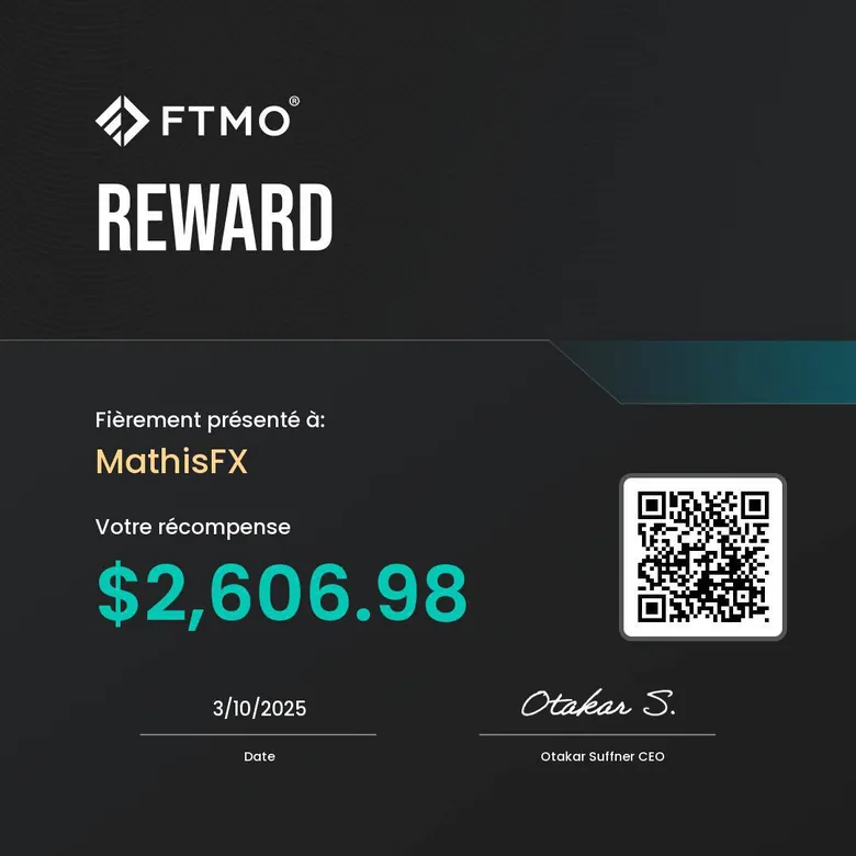 Certificat de retrait FTMO obtenu par Mathis